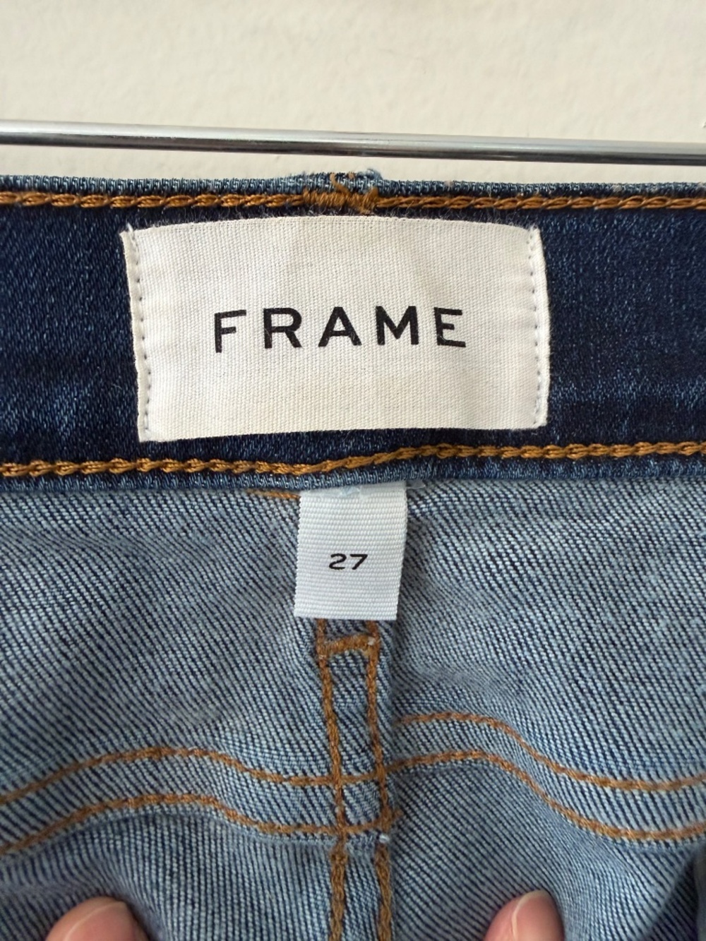 Frame 'Le High Flare' Dark Denim Stretch 5 Pocket Zip Size 27 - Picture 2 of 9